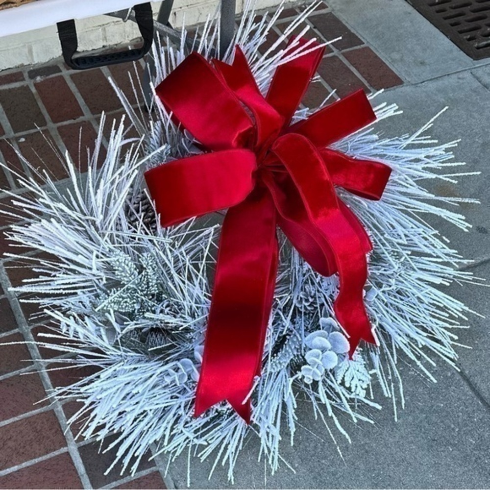Large Frosted door wreath Christmas wreath farmhouse wreath pinecone & frost